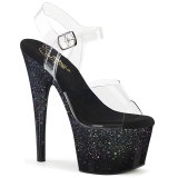 Svart 18 cm ADORE-708SS glitter platå high heels