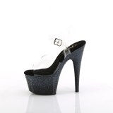 Svart 18 cm ADORE-708SS glitter plat high heels