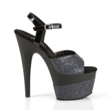 Svart 18 cm ADORE-709-2G glitter platå high heels