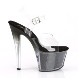 Svart 18 cm SKY-308G-T glitter plat high heels