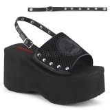 Svart 9 cm Demonia FUNN-32 lolita sandaler med plat�
