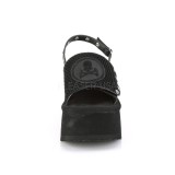 Svart 9 cm DemoniaCult FUNN-32 lolita emo sandaler med platå