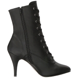 Svart Konstl�der 10 cm DREAM-1020 stora storlekar st�vletter dam