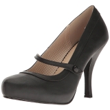 Svart Konstl�der 11,5 cm PINUP-01 stora storlekar pumps skor