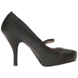 Svart Konstl�der 11,5 cm PINUP-01 stora storlekar pumps skor