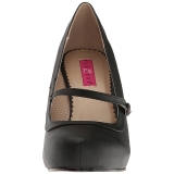 Svart Konstl�der 11,5 cm PINUP-01 stora storlekar pumps skor