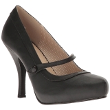 Svart Konstl�der 11,5 cm PINUP-01 stora storlekar pumps skor