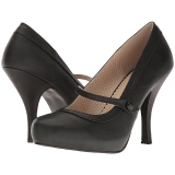 Svart Konstl�der 11,5 cm PINUP-01 stora storlekar pumps skor