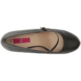 Svart Konstl�der 11,5 cm PINUP-01 stora storlekar pumps skor