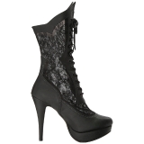 Svart Konstl�der 13,5 cm CHLOE-115 stora storlekar st�vletter dam