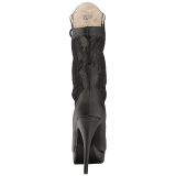 Svart Konstl�der 13,5 cm CHLOE-115 stora storlekar st�vletter dam