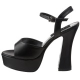 Svart Konstl�der 13 cm DOLLY-09 H�ga Klackar Skor f�r M�n
