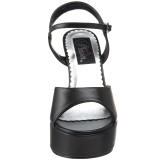 Svart Konstl�der 13 cm DOLLY-09 H�ga Klackar Skor f�r M�n