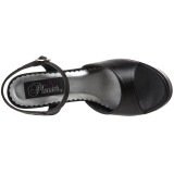 Svart Konstl�der 13 cm DOLLY-09 H�ga Klackar Skor f�r M�n