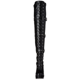 Svart Konstl�der 13 cm ELECTRA-3028 L�rh�ga Overknee St�vlar f�r M�n