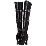 Svart Konstl�der 13 cm ELECTRA-3028 L�rh�ga Overknee St�vlar f�r M�n