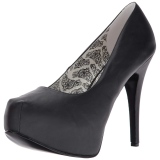 Svart Konstl�der 14,5 cm Burlesque TEEZE-06W pumps f�r m�n med breda f�tter