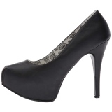 Svart Konstl�der 14,5 cm Burlesque TEEZE-06W pumps f�r m�n med breda f�tter