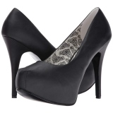 Svart Konstl�der 14,5 cm Burlesque TEEZE-06W pumps f�r m�n med breda f�tter