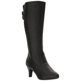 Svart Konstl�der 7,5 cm DIVINE-2018 stora storlekar st�vlar dam