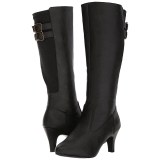Svart Konstl�der 7,5 cm DIVINE-2018 stora storlekar st�vlar dam