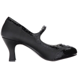 Svart Konstl�der 7,5 cm JENNA-06 stora storlekar pumps skor
