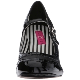 Svart Konstl�der 7,5 cm JENNA-06 stora storlekar pumps skor