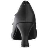 Svart Konstl�der 7,5 cm JENNA-06 stora storlekar pumps skor