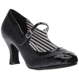 Svart Konstl�der 7,5 cm JENNA-06 stora storlekar pumps skor