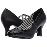 Svart Konstl�der 7,5 cm JENNA-06 stora storlekar pumps skor