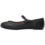 Svart Konstl�der ANNA-02 stora storlekar ballerina skor