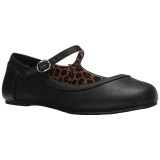 Svart Konstl�der ANNA-02 stora storlekar ballerina skor