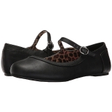 Svart Konstl�der ANNA-02 stora storlekar ballerina skor