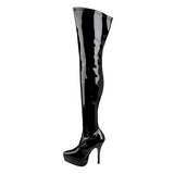 Svart Lack 13,5 cm INDULGE-3000 L�rh�ga Overknee St�vlar f�r M�n