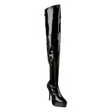 Svart Lack 13,5 cm INDULGE-3000 L�rh�ga Overknee St�vlar f�r M�n