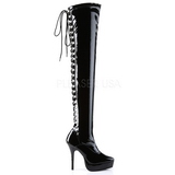 Svart Lack 13,5 cm INDULGE-3063 L�rh�ga Overknee St�vlar f�r M�n