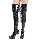 Svart Lack 13,5 cm INDULGE-3063 L�rh�ga Overknee St�vlar f�r M�n