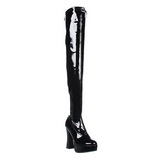 Svart Lack 13 cm ELECTRA-3000Z L�rh�ga Overknee St�vlar f�r M�n