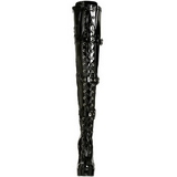Svart Lack 13 cm ELECTRA-3028 L�rh�ga Overknee St�vlar f�r M�n