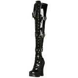 Svart Lack 13 cm ELECTRA-3028 L�rh�ga Overknee St�vlar f�r M�n