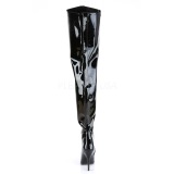 Svart Lack 13 cm SEDUCE-4010 L�rh�ga Overknee St�vlar f�r M�n