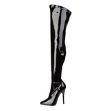 Svart Lack 15 cm DOMINA-3000 L�rh�ga Overknee St�vlar f�r M�n