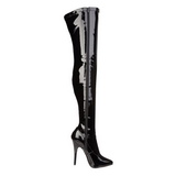 Svart Lack 15 cm DOMINA-3000 L�rh�ga Overknee St�vlar f�r M�n