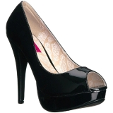 Svart Lackl�der 13,5 cm CHLOE-01 stora storlekar pumps skor