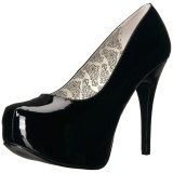 Svart Lackl�der 14,5 cm Burlesque TEEZE-06W pumps f�r m�n med breda f�tter