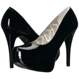 Svart Lackl�der 14,5 cm Burlesque TEEZE-06W pumps f�r m�n med breda f�tter