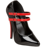 Svart R�d 15 cm DOMINA-442 damskor med h�g klack