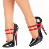 Svart R�d 15 cm DOMINA-442 damskor med h�g klack
