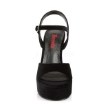 Svart Sammet 13 cm DEMONIA DOLLY-09 Platå sandaler med blockklack