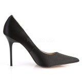 Svart Satin 10 cm CLASSIQUE-20 stora storlekar stilettos skor
